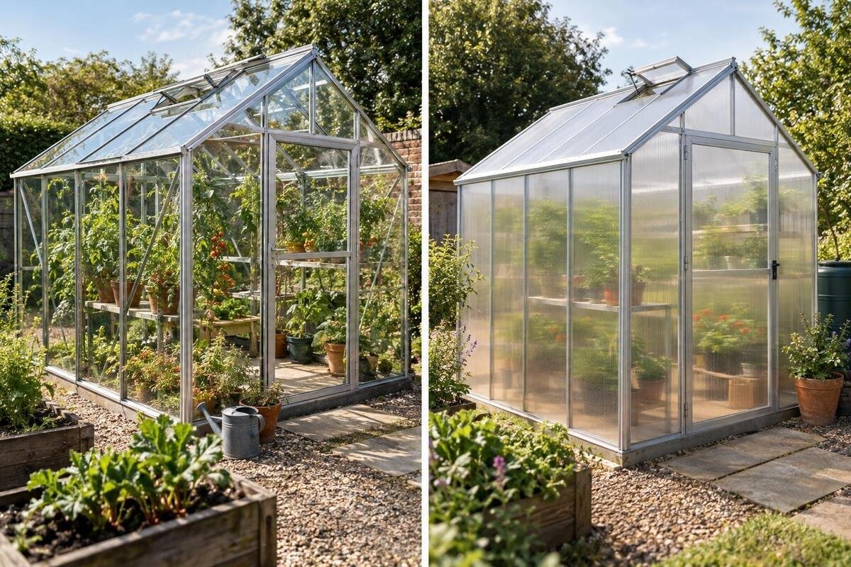 Kan drivhuset have glastag og sider af polycarbonat?
