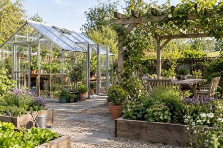 Sådan samler du drivhus og pergola i haveplanen