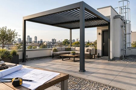 Pergola på tagterrasse: konstruktion, tætning og adgang