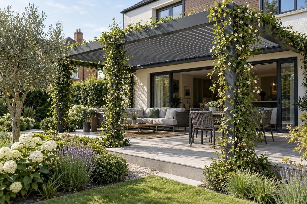 Klatreplanter ved aluminiumpergolaen: Det skal du afklare