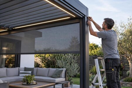 Kan screens eller belysning eftermonteres på en pergola?