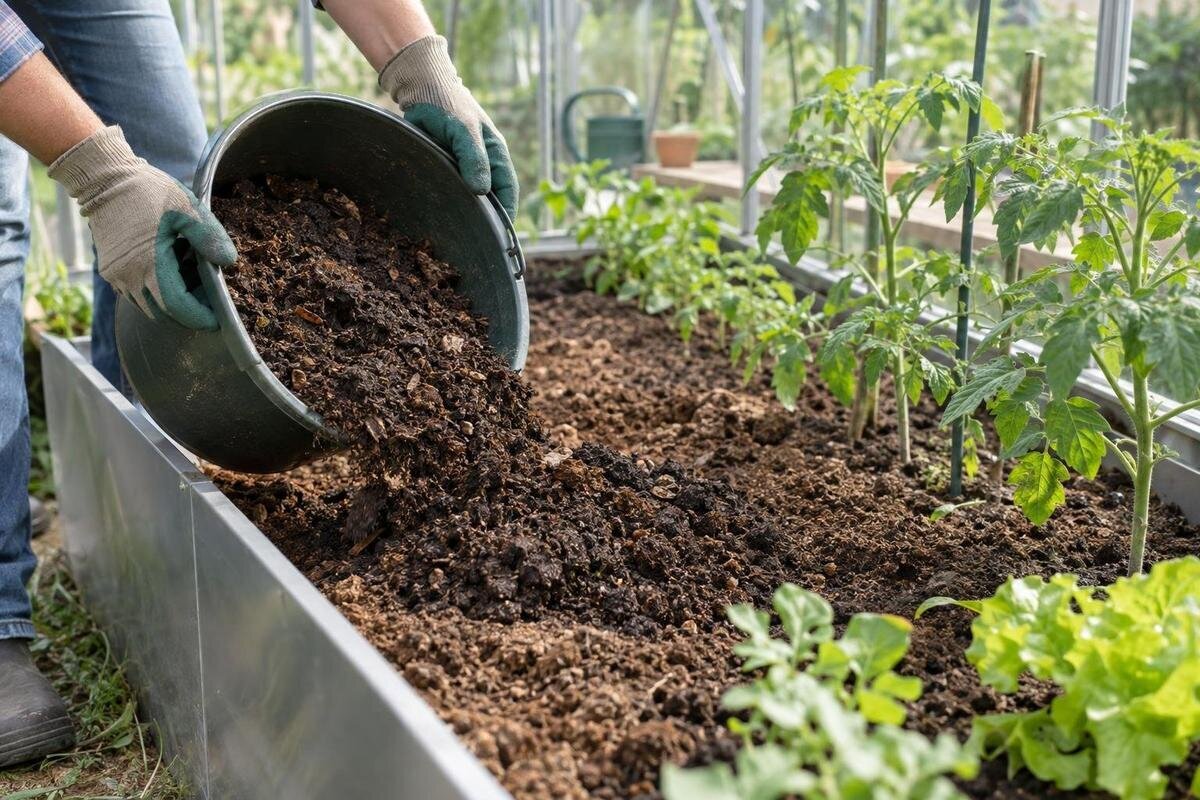 Sådan bruger du kompost i drivhusbedet med omtanke