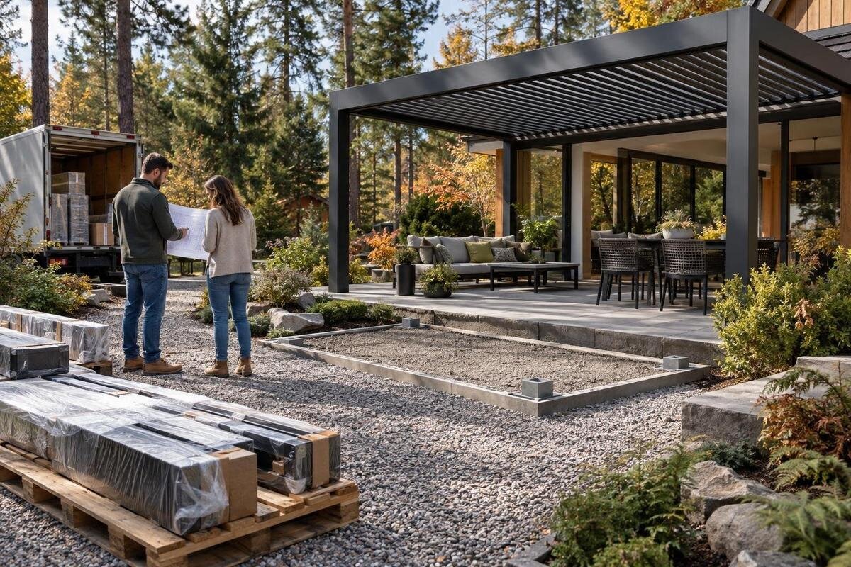 Køb en pergola på Black Friday: levering, adgang, fundament og montage
