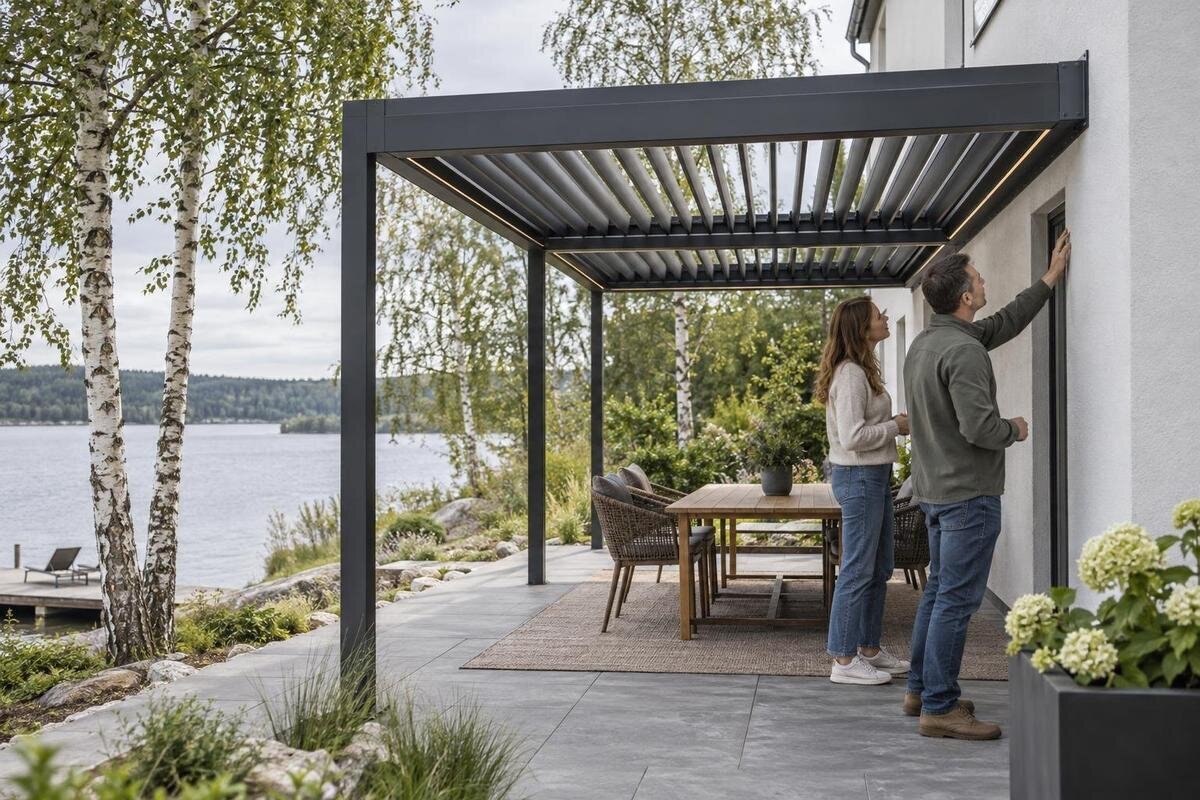 Køb en vægmonteret pergola: Tjek fastgørelsen til huset