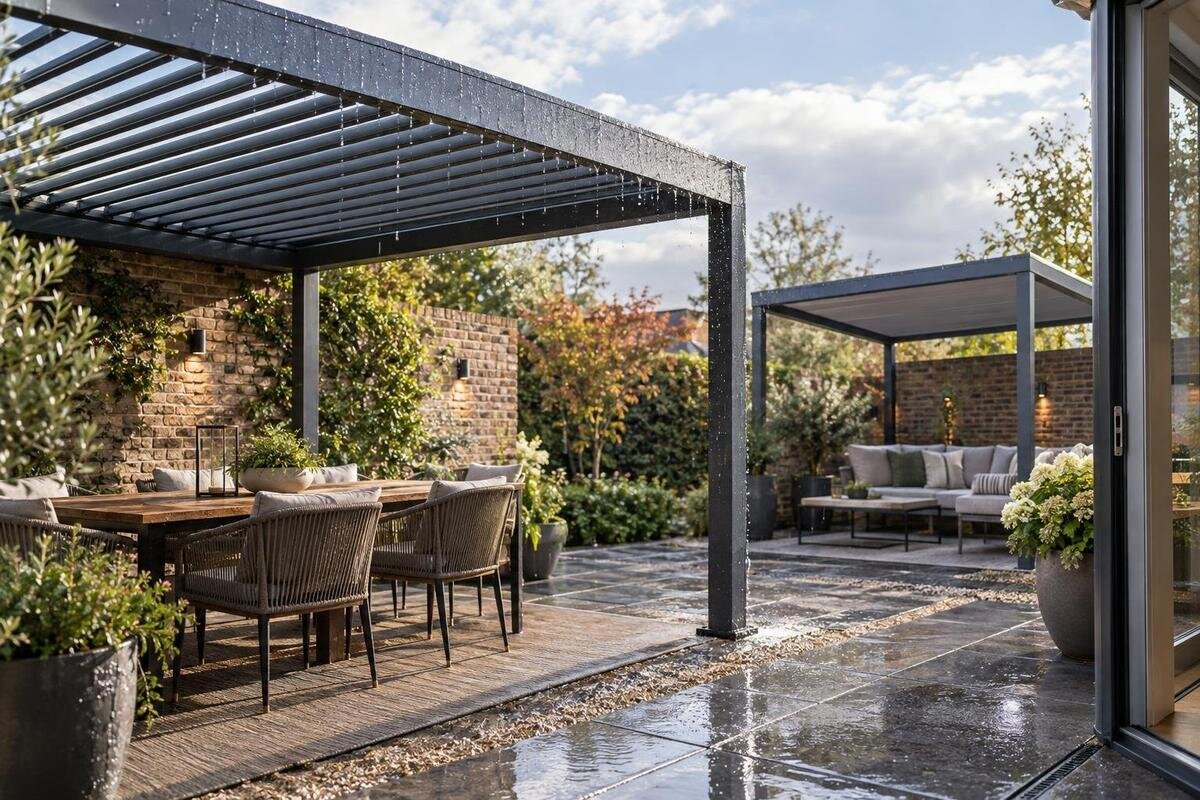 Køb en pergola til regnvejr: Kend tagets og afløbets begrænsninger