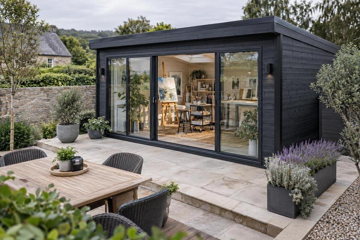 Indretning af atelier i et havehus: lys, overflader og ventilation