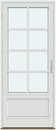 1 ramme med glas og 3 vandrette og 1 lodret sprosse, panel